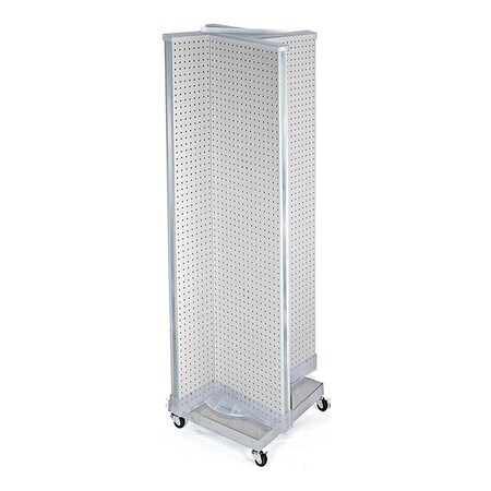 Azar Displays Pinwheel Pegboard Floor Display on Revolving Wheeled Base. Spinner Rack Stand. 700422-WHT